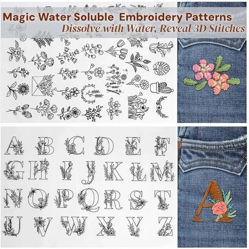 2026 Upgraded Embroidery Stitch Book & Complete Kit for Beginners | Includes 86 Tools,63 Water-Soluble Patterns & 106 Designs with Instructions | Portable Craft Set for Adults & DIY Lovers in Saudi Arabia