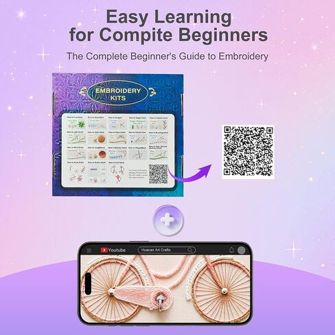 Huacan Embroidery Kit for Adults Beginner - Embroidery Kits for Adults Beginner 3 Pcs Stamped Heart Pattern, Hand Stitching Kit Art Craft, DIY Sewing Kit with Box 7.9 x 7.9 Inch in Saudi Arabia