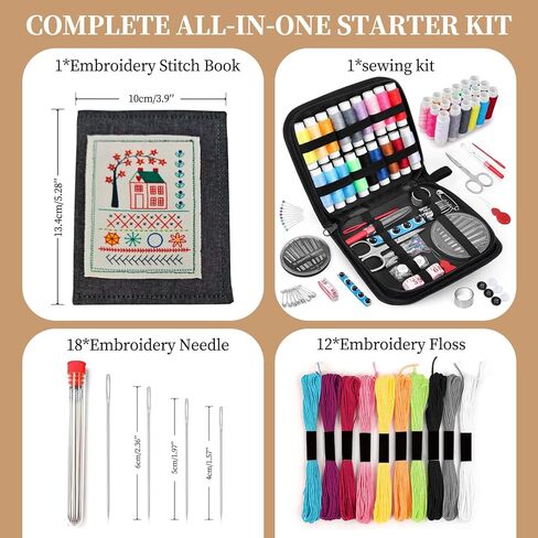 Obear 2026 New Stitch Book Kit, Embroidery Books of Stitches，Portable Sampler Handbook of Embroidery Stitches with a Complete Toolkit, Ideal for Adult DIY and Craft Enthusiasts. in Kuwait