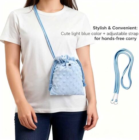 Sugar Glider Bonding Pouch Portable Drawstring Pouch Soft Sleeping Bag with Blue Braided Ribbon Small Animal Carrier- Hedgehog Hamster Ferret (Blue) in Saudi Arabia