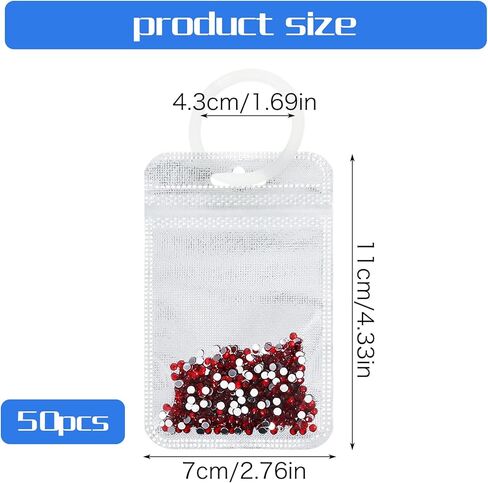 Shimmeroo 50Pcs Diamond Beads Storage Bags, 4.33 x 2.76 Inch Reusable Pouches for DIY Diamond Art Jewelry Earring Painting Storage Accessories, Bead and Gem Organizer for DIY Craft in Kuwait