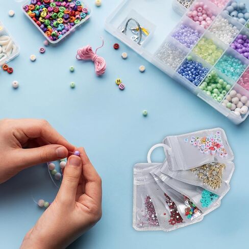 Shimmeroo 50Pcs Diamond Beads Storage Bags, 4.33 x 2.76 Inch Reusable Pouches for DIY Diamond Art Jewelry Earring Painting Storage Accessories, Bead and Gem Organizer for DIY Craft in Kuwait
