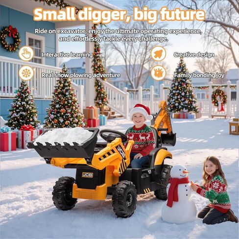 حفار JCB 24 فولت للأطفال، حفار حفار 3 في 1 مع محمل أمامي وذراع خلفي، جهاز تحكم عن بعد، تشغيل/إيقاف بطيء، سرعات قابلة للتعديل، لعبة مركبة بناء كهربائية للأعمار من 3 إلى 8 سنوات in Kuwait