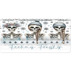 ملحق السيارة للوحة الترخيص الأمامية المصنوعة من الألومنيوم من Holiday Vanity (رقاقات الثلج الكريستالية على اللون الأسود) in Kuwait