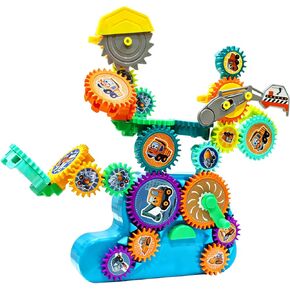 Toy Interlocking Gear Sets Kids Creative Learning Building Blocks 18Pcs Educational Construction Toy Electric Manual Dual Mode Versatile Gear Playset Gift for Boys Girls in Saudi Arabia