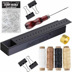 مجموعة تجليد الكتب الكاملة 27 قطعة من ARSTBETY، لوازم تجليد الكتب مع دليل لكمة التوقيع، أداة سجل القصاصات، المخرز، خيط الشمع، إبرة ومسطرة (أزرق + أبيض) in Kuwait