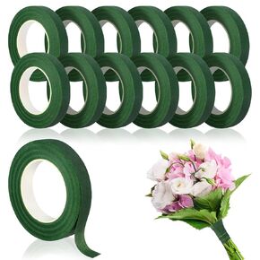 12 لفة شريط زهور، شريط زهور عريض 1/2 بوصة أخضر داكن للباقات وترتيب الزهور، باقة الزفاف (30 ياردة) in Kuwait