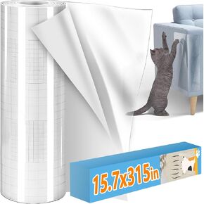 Anti Cat Scratch Furniture Protector, 315" x 15.7" Single Side Sticky Cat Couch Protector for Cloth Fabric Sofas, Large Roll Transparent & Cuttable Cats Scratch Deterrent Tape in Kuwait