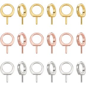 2Pcs Eye Pin Bail Peg Sterling Silver Screw Eye Pinch Bail Platinum Rhinestone Cup Pearl Connector for Half Drilled Beads Charm Pendant Jewelry Making Earring Necklace Bracelet DIY Craft in Kuwait