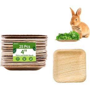 25 Pcs Disposable Palm Leaf Bowls 4 inch Bowl for Rabbits, Compostable Like Bamboo Bowls Disposable Bowl Bunny Chew Toys Chewable Dish for Rabbits,Bunnies,Hamsters,Parrot in Saudi Arabia