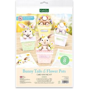 Katy Sue Bunny Tails & Flower Pots Card Making Kit – Make 8 Freestanding 3D Easter Bunny Cards – Includes Decoupage, Envelopes & Foam Pads – UK Made Papercraft Kit in Kuwait