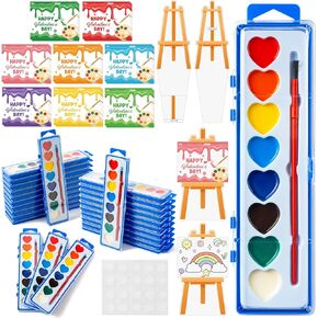 24Pack Valentine’s Day Gift Cards with Watercolor Paint Set, 8 Color Watercolor Paint Painting Cards Easel-Shaped Stand for Kids Valentines Gift Exchange School Classroom Prizes Art Party Favor in Saudi Arabia