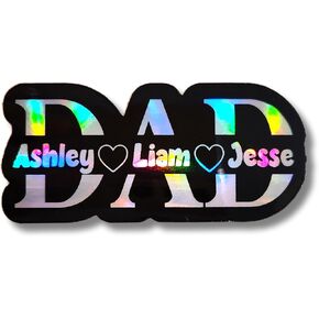 Custom DAD Name Sticker – Personalized Dad Vinyl Decal with Kids Names, Holographic or Solid Color, Father's Day Gift in Saudi Arabia