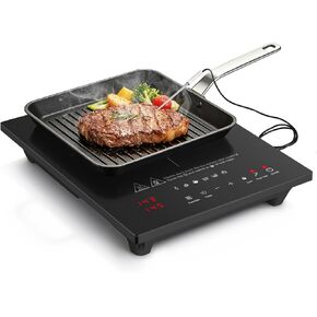 AMZCHEF Portable-Induction-Cooktop: 74 Temperature Levels Induction Burner with Digital Probe, 1800W Countertop Burner with 20 Power Levels, 6.5" Heating Coil, Low Noise Electric Cooktops with Timer in Kuwait