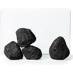 2.2-6.1 بوصة صخرة الحمم البركانية السوداء الطبيعية، 4 قطع صخور حوض السمك الصغيرة للمناظر المائية، مرابي حيوانات، خزانات الزواحف وديكور حوض السمك in Kuwait