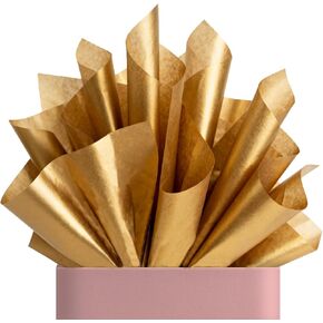 مناديل ورقية ذهبية لأكياس الهدايا 25 ورقة - 20 × 20 بوصة، مناديل تغليف هدايا قابلة لإعادة التدوير لعيد الميلاد وحفلات الزفاف وأعياد الميلاد وديكورات الحفلات والمهرجانات لوازم الحرف اليدوية ذاتية الصنع in Kuwait