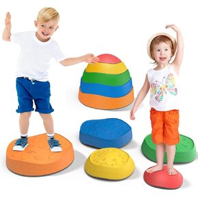 Stepping Stones for Kids - 5 Pack Non-Slip Balance Stepping Stones, Sensory Outdoor Toys for Toddlers Age 3-6, Garden Play Equipment for Promoting Toddler's Balance & Coordination Skills in Saudi Arabia