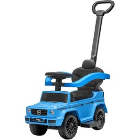 عربة أطفال للأماكن الخارجية من Best Ride On Cars Mercedes G-Wagon 3 في 1 مع مقبض قابل للفصل وقضبان أمان وقرن عمل، أزرق in Kuwait