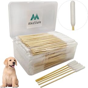 Dog Ear Swabs 200 Count - 6 Inch Large Bamboo Cotton Swabs for Ear Cleaning, Tear Stain & Nose Fold Care | Soft Lint-Free Tips, Sturdy Applicators | Medium to Large Dog Grooming Supplies in Saudi Arabia