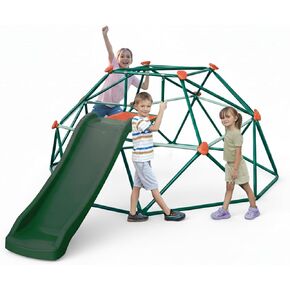 Plum Deimos Climbing Dome with 4FT Slide - Outdoor Toddler Jungle Gym, Monkey Bars, Playground Sets for Backyards, Play Equipment for Kids, Durable, Sturdy, Rust Resistant, Easy Assembly, Ages 3+ in Kuwait
