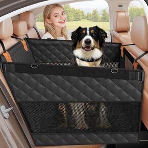 Dog Car Seat for Large Medium Dogs, Back Seat Extender for Pets with Hard Bottom, Strong Support Waterproof Dog Seat Cover with 3 Mesh Windows for Cars, Trucks and SUVs in Kuwait