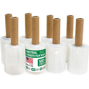 5" x 1000' Industrial Strength Clear Stretch Wrap with Extended Core Handle, Ready to Use Pack of 1 Stretch Film Mini Roll, 80 Gauge Thick, 500% Elongation - Shrink Wrap for Moving, Packing in Saudi Arabia