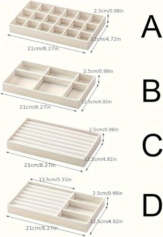4pcs Display Board for Rings Multi Grid Velvet Jewelry Storage Rack, Earrings, Bracelets, Necklaces, Brooches, Watches in Saudi Arabia