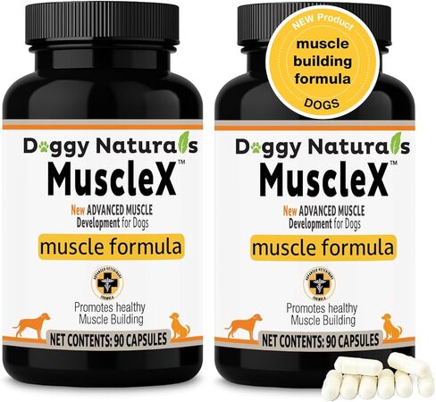 تركيبة العضلات للكلاب من MuscleX™ مع CaHMB 500 مجم وفيتامين D3 - تركيبة طبيعية لبناء العضلات - تساعد على تقليل فقدان العضلات بسبب الشيخوخة الطبيعية وتحسين التعافي من الإصابة (180 كبسولة) in Kuwait