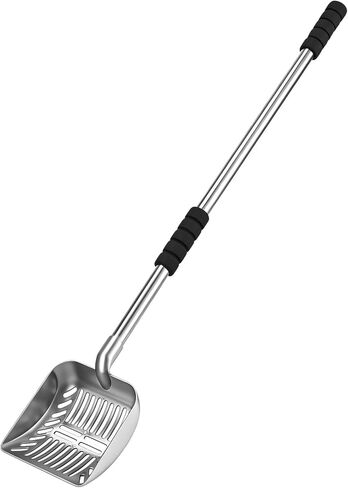 مغرفة فضلات القطط المعدنية، منخل بمقبض طويل 81.28 سم مع شبكة ضيقة 0.24 سم، مغرفة فضلات القطط شديدة التحمل مع قبضة إسفنجية، مجرفة نفايات الحيوانات الأليفة قابلة للفصل، مناسبة للاستخدام في المنزل ومتاجر الحيوانات الأليفة in Kuwait