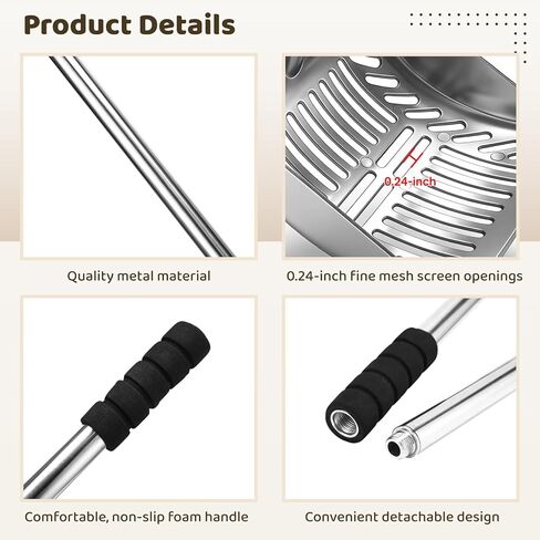 مغرفة فضلات القطط المعدنية، منخل بمقبض طويل 81.28 سم مع شبكة ضيقة 0.24 سم، مغرفة فضلات القطط شديدة التحمل مع قبضة إسفنجية، مجرفة نفايات الحيوانات الأليفة قابلة للفصل، مناسبة للاستخدام في المنزل ومتاجر الحيوانات الأليفة in Kuwait