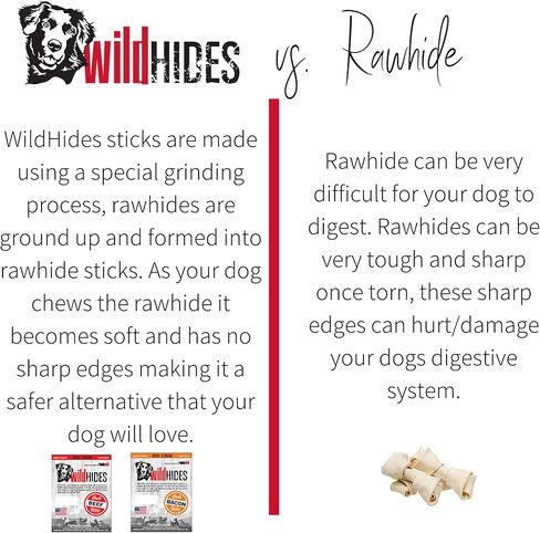 مضغ الكلب من RunninWild WildHides بنكهة اللحم البقري - مضغ بديل من الجلد الخام للكلاب، أعواد سهلة الهضم مقاس 6 بوصات، مضغ للكلاب طويل الأمد خالٍ من الحبوب، دعم الأسنان، صنع في الولايات المتحدة الأمريكية، 7 قطع (4 أونصة) in Kuwait