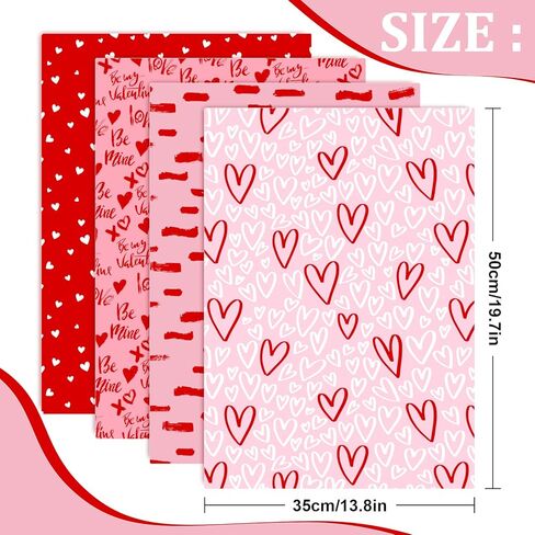 الحوت 60 ورقة عيد الحب المناديل الورقية الحب القلب هدية ورق التغليف 13.8 × 19.7 بوصة متنوعة الأحمر الوردي الحلو نمط التعبئة ورقة ل DIY الحرفية أكياس الهدايا حفل زفاف عيد ميلاد الديكور in Kuwait