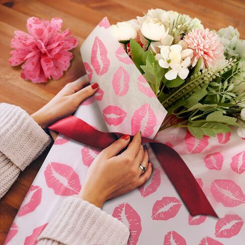 Naler 60 Sheets 14x20 in Valentine’s Day Tissue Paper Pink Themed Gift Wrapping Tissue Paper for Valentine’s Day Wedding Decoration in Saudi Arabia