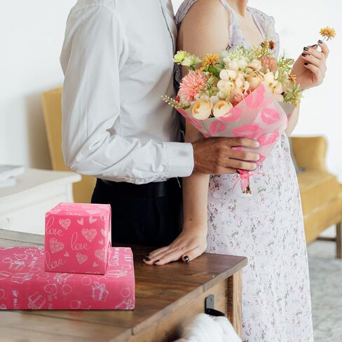 Naler 60 Sheets 14x20 in Valentine’s Day Tissue Paper Pink Themed Gift Wrapping Tissue Paper for Valentine’s Day Wedding Decoration in Saudi Arabia