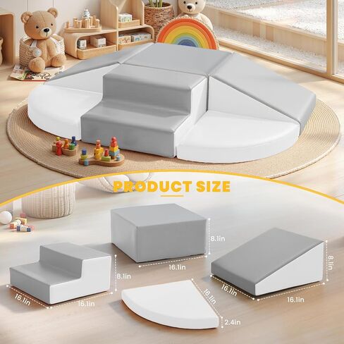 Soft Foam Climbing Blocks for Toddlers: 6-Piece PU Leather Play Set - Kids Climbing and Crawling Toys - Indoor Baby Play Structure - Fun Learning Gym for Christmas Gifts in Saudi Arabia