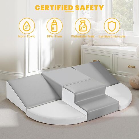 Soft Foam Climbing Blocks for Toddlers: 6-Piece PU Leather Play Set - Kids Climbing and Crawling Toys - Indoor Baby Play Structure - Fun Learning Gym for Christmas Gifts in Saudi Arabia