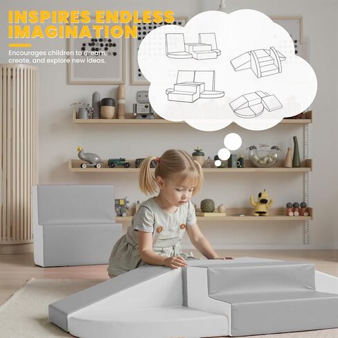 Soft Foam Climbing Blocks for Toddlers: 6-Piece PU Leather Play Set - Kids Climbing and Crawling Toys - Indoor Baby Play Structure - Fun Learning Gym for Christmas Gifts in Saudi Arabia
