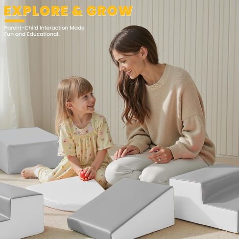 Soft Foam Climbing Blocks for Toddlers: 6-Piece PU Leather Play Set - Kids Climbing and Crawling Toys - Indoor Baby Play Structure - Fun Learning Gym for Christmas Gifts in Saudi Arabia