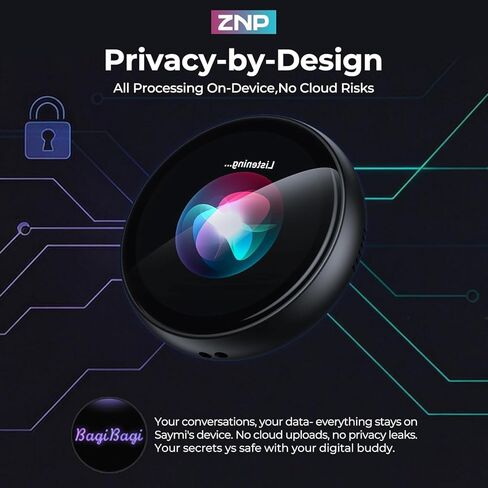 دبوس شارة رقمي ZNP، شارة مصاحبة بتقنية الذكاء الاصطناعي يمكن ارتداؤها، مترجم بلوتوث يدعم 60 لغة، صورة قابلة للتخصيص، شاشة لمس عالية الدقة، لا حاجة إلى شبكة Wi-Fi لأعمال السفر in Kuwait