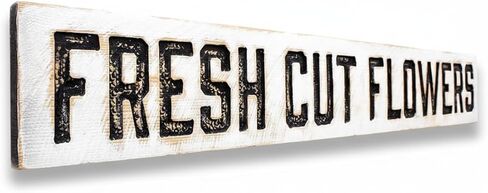 لافتة كبيرة من الزهور المقطوفة حديثًا - (متوفرة بثلاثة أحجام) منحوتة في لوح من الخشب الصلب | ريفي المتعثرة | نمط المزرعة | مصنوع يدويًا في نورث كارولاينا in Kuwait