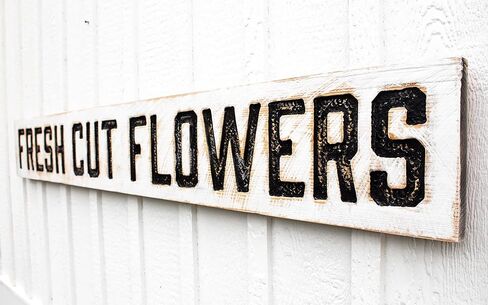 لافتة كبيرة من الزهور المقطوفة حديثًا - (متوفرة بثلاثة أحجام) منحوتة في لوح من الخشب الصلب | ريفي المتعثرة | نمط المزرعة | مصنوع يدويًا في نورث كارولاينا in Kuwait