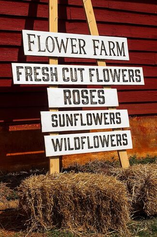 لافتة كبيرة من الزهور المقطوفة حديثًا - (متوفرة بثلاثة أحجام) منحوتة في لوح من الخشب الصلب | ريفي المتعثرة | نمط المزرعة | مصنوع يدويًا في نورث كارولاينا in Kuwait