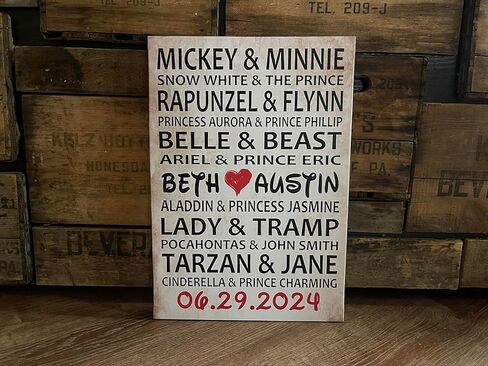 Disney Themed Personalized Wedding Gift, Prince and Princesses, Disney Inspired Love, In This House, Custom Canvas, Includes Personalization, Handcrafted in Saudi Arabia