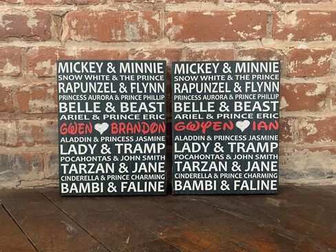 Disney Themed Personalized Wedding Gift, Prince and Princesses, Disney Inspired Love, In This House, Custom Canvas, Includes Personalization, Handcrafted in Saudi Arabia