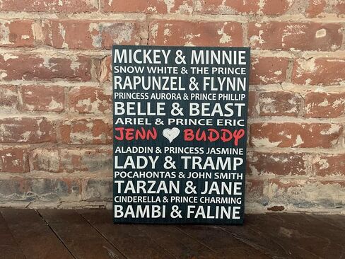 Disney Themed Personalized Wedding Gift, Prince and Princesses, Disney Inspired Love, In This House, Custom Canvas, Includes Personalization, Handcrafted in Saudi Arabia