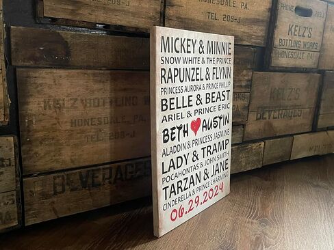 Disney Themed Personalized Wedding Gift, Prince and Princesses, Disney Inspired Love, In This House, Custom Canvas, Includes Personalization, Handcrafted in Saudi Arabia
