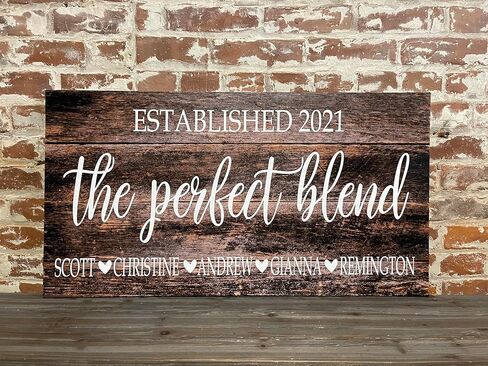 The Perfect Blend Family Room Wall Decor, Blended Family, Wedding Gift, The Perfect Blend, Custom Canvas, Established Date, Bridal Shower Gift in Saudi Arabia