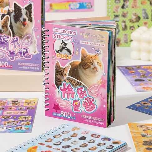 Cat Sticker Book with Meme Stickers 30 Pages Over 800 Die Cut Stickers with 3 Coating Types for Scrapbook Journal and Planner Sticker Album with Premium Art Paper and Cute Design in Saudi Arabia