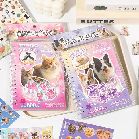 Cat Sticker Book with Meme Stickers 30 Pages Over 800 Die Cut Stickers with 3 Coating Types for Scrapbook Journal and Planner Sticker Album with Premium Art Paper and Cute Design in Saudi Arabia