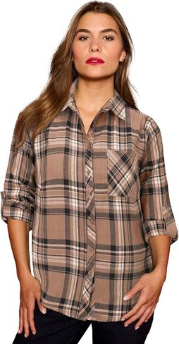 Roaman's Women's Plus Size Classic Plaid Button-Front Shirt in Saudi Arabia